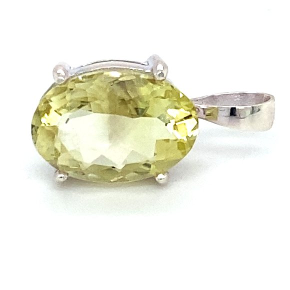 Lemon Quartz 4.20ct Platinum Finish Silver Pendant - Picture 1 of 6